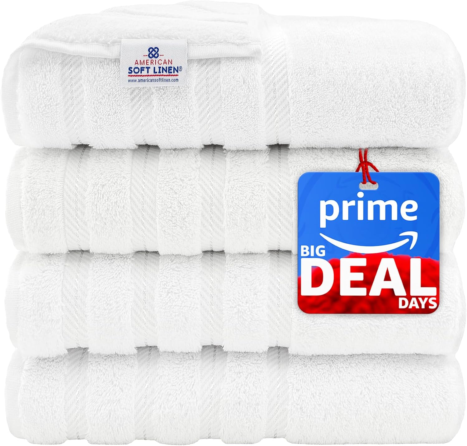 Juego de toallas de lujo American Soft Linen de 6 piezas: 2 toallas de baño, 2 toallas de mano y 2 toallitas, 100 % algodón turco, color gris claro.