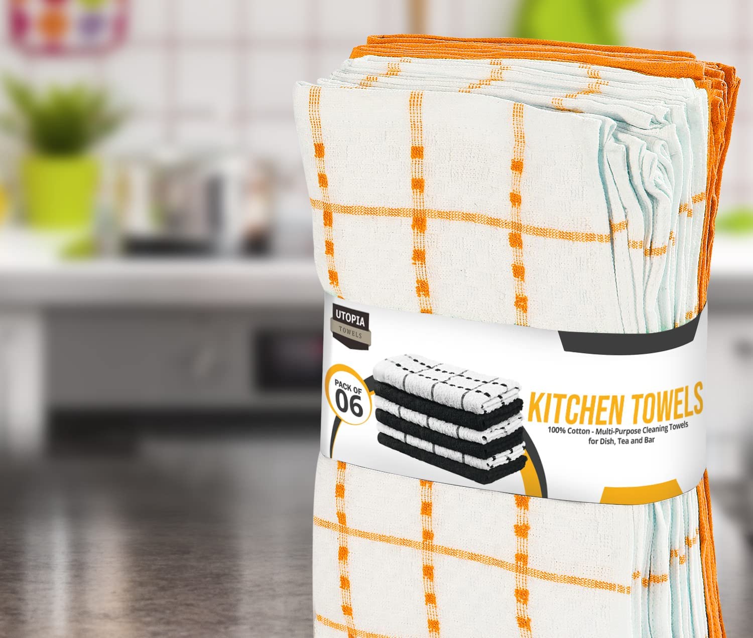 Toallas de cocina (paquete de 12), 15 x 25 pulgadas, 100 % algodón hilado en anillos, súper suaves y absorbentes, juego de toallas de cocina, paños de cocina y toallas de bar (negro)