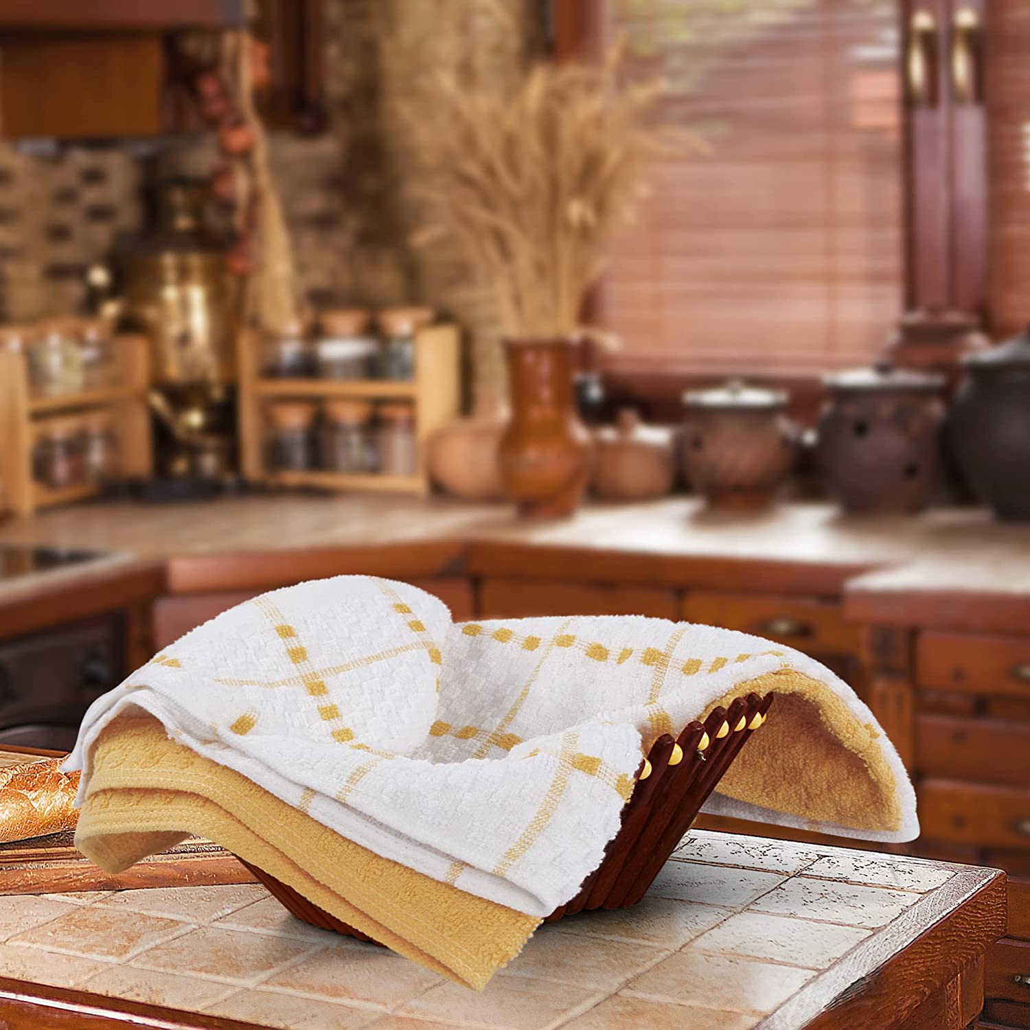 Toallas de cocina (paquete de 12), 15 x 25 pulgadas, 100 % algodón hilado en anillos, súper suaves y absorbentes, juego de toallas de cocina, paños de cocina y toallas de bar (negro)