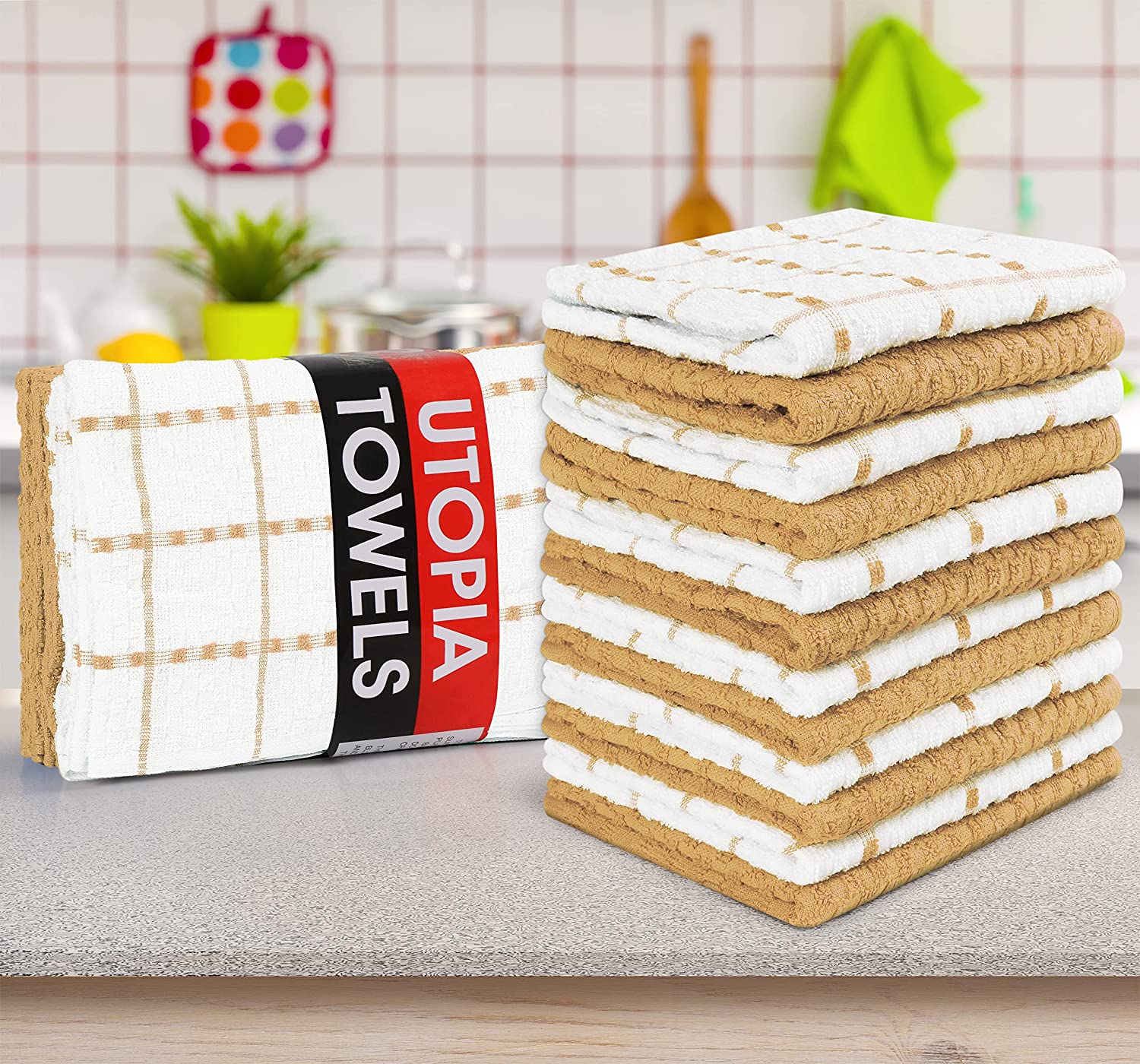 Toallas de cocina (paquete de 12), 15 x 25 pulgadas, 100 % algodón hilado en anillos, súper suaves y absorbentes, juego de toallas de cocina, paños de cocina y toallas de bar (negro)