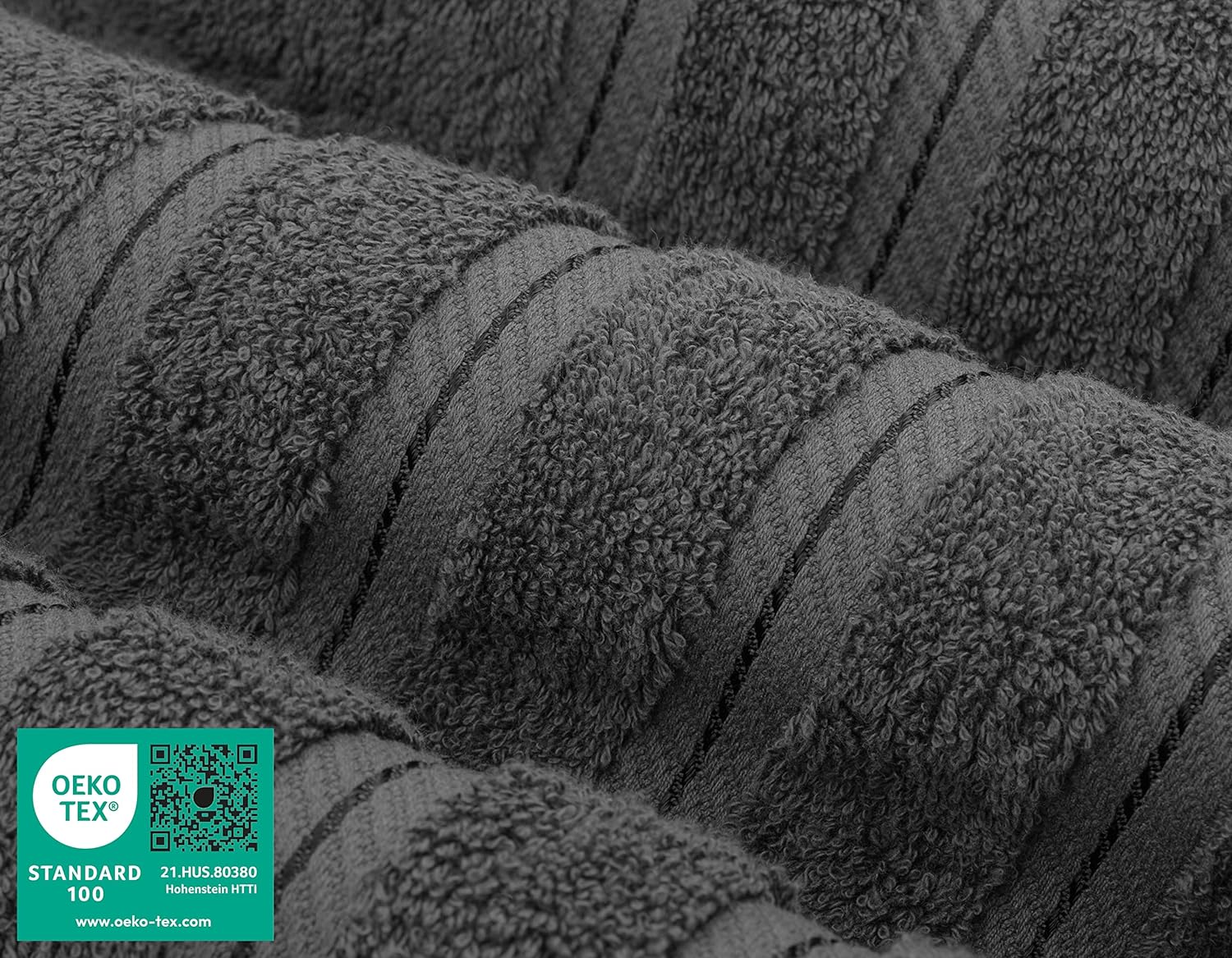 Juego de toallas de lujo American Soft Linen de 6 piezas: 2 toallas de baño, 2 toallas de mano y 2 toallitas, 100 % algodón turco, color gris claro.