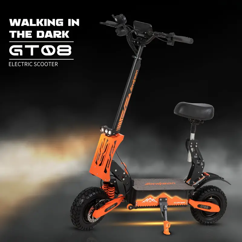 Scooter Eléctrico para Adultos, Doble Motor con Potencia Promedio de 750W, Batería de 60V 27AH de Alto Alcance, Velocidad Promedio de 20MPH, Neumáticos Todoterreno de 11 Pulgadas, Scooter Deportivo Plegable con Asiento detalles 1