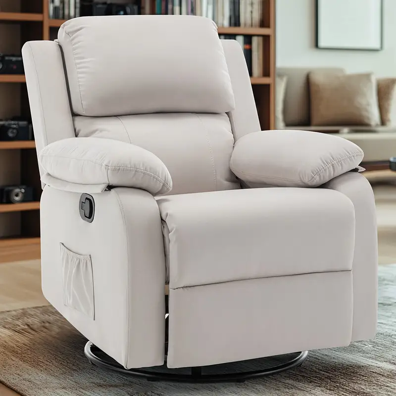 Sillón reclinable, mecedora de 360°, mecedora reclinable pequeña      , sillón tapizado con     detalles 0