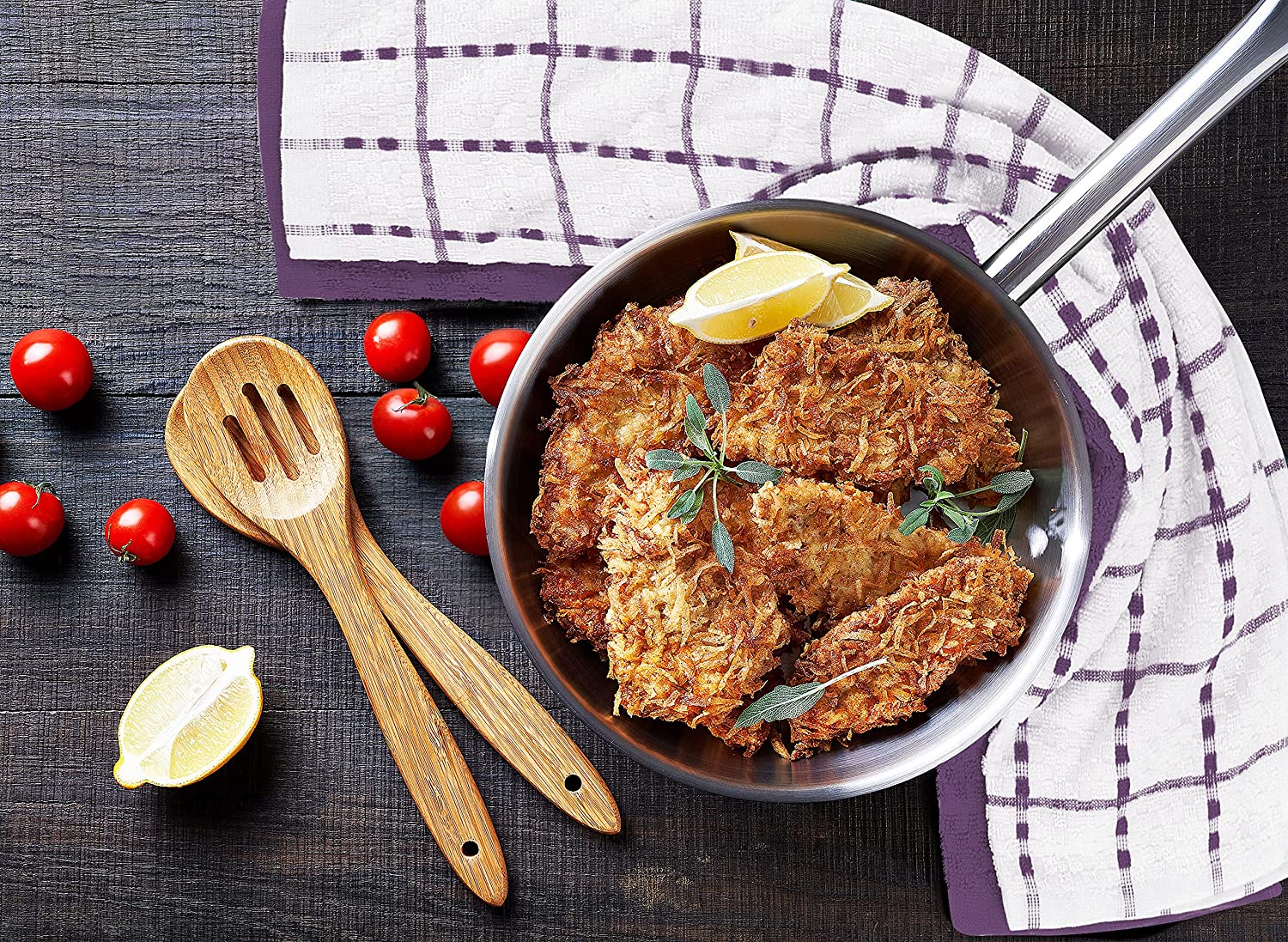 Toallas de cocina (paquete de 12), 15 x 25 pulgadas, 100 % algodón hilado en anillos, súper suaves y absorbentes, juego de toallas de cocina, paños de cocina y toallas de bar (negro)