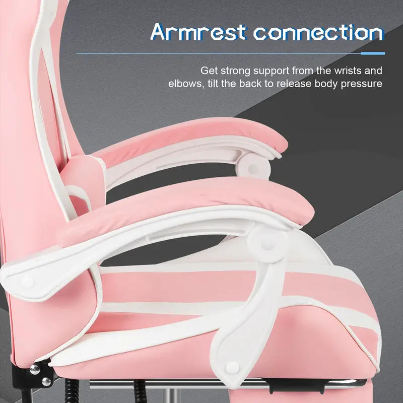 Silla de juego Black-Pink, Black-White, Black-Gray, Black-Red, silla de juego para adultos, silla de ordenador ergonómica para adolescentes, silla de   de carreras con soporte lumbar. detalles 6