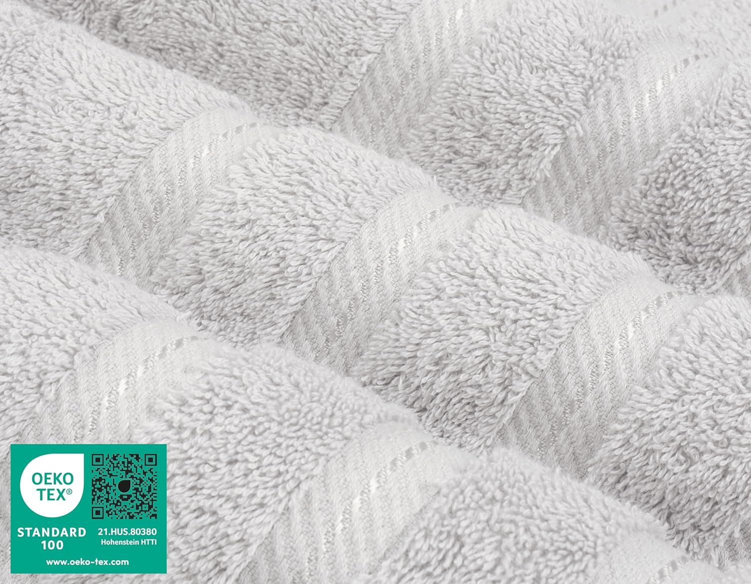 Juego de toallas de lujo American Soft Linen de 6 piezas: 2 toallas de baño, 2 toallas de mano y 2 toallitas, 100 % algodón turco, color gris claro.