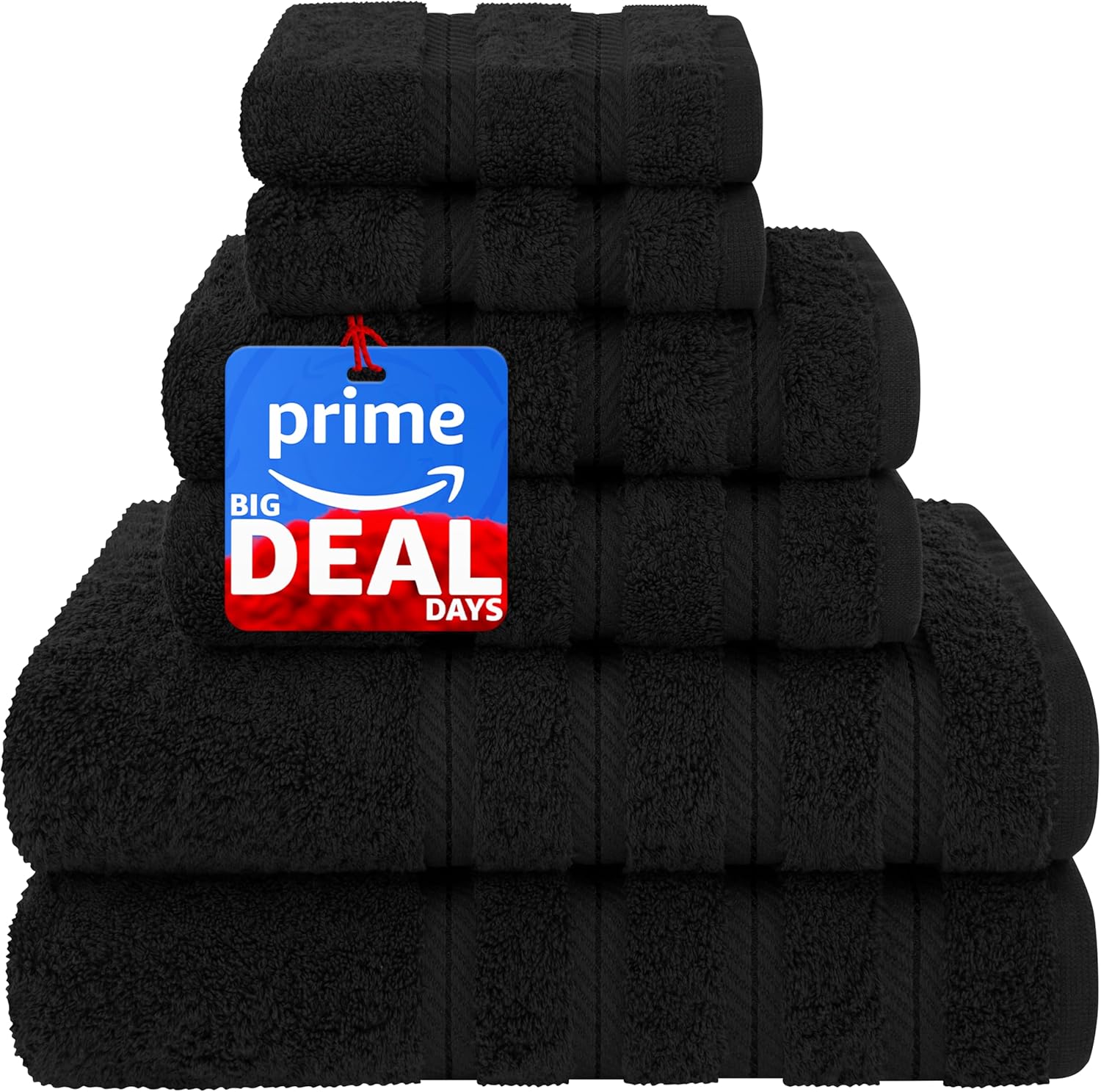 Juego de toallas de lujo American Soft Linen de 6 piezas: 2 toallas de baño, 2 toallas de mano y 2 toallitas, 100 % algodón turco, color gris claro.