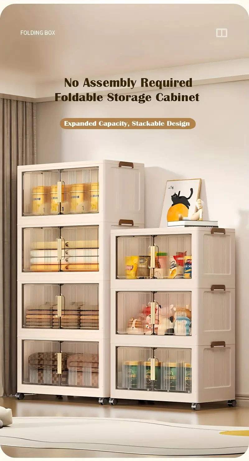 5 Contenedores de almacenamiento de plástico de 5 niveles con tapas - Gabinete de almacenamiento extragrande de 29.2 de ancho, contenedores apilables plegables con ruedas, sistema organizador plegable para armario, baño, hogar, oficina, dormitorio detalles 11