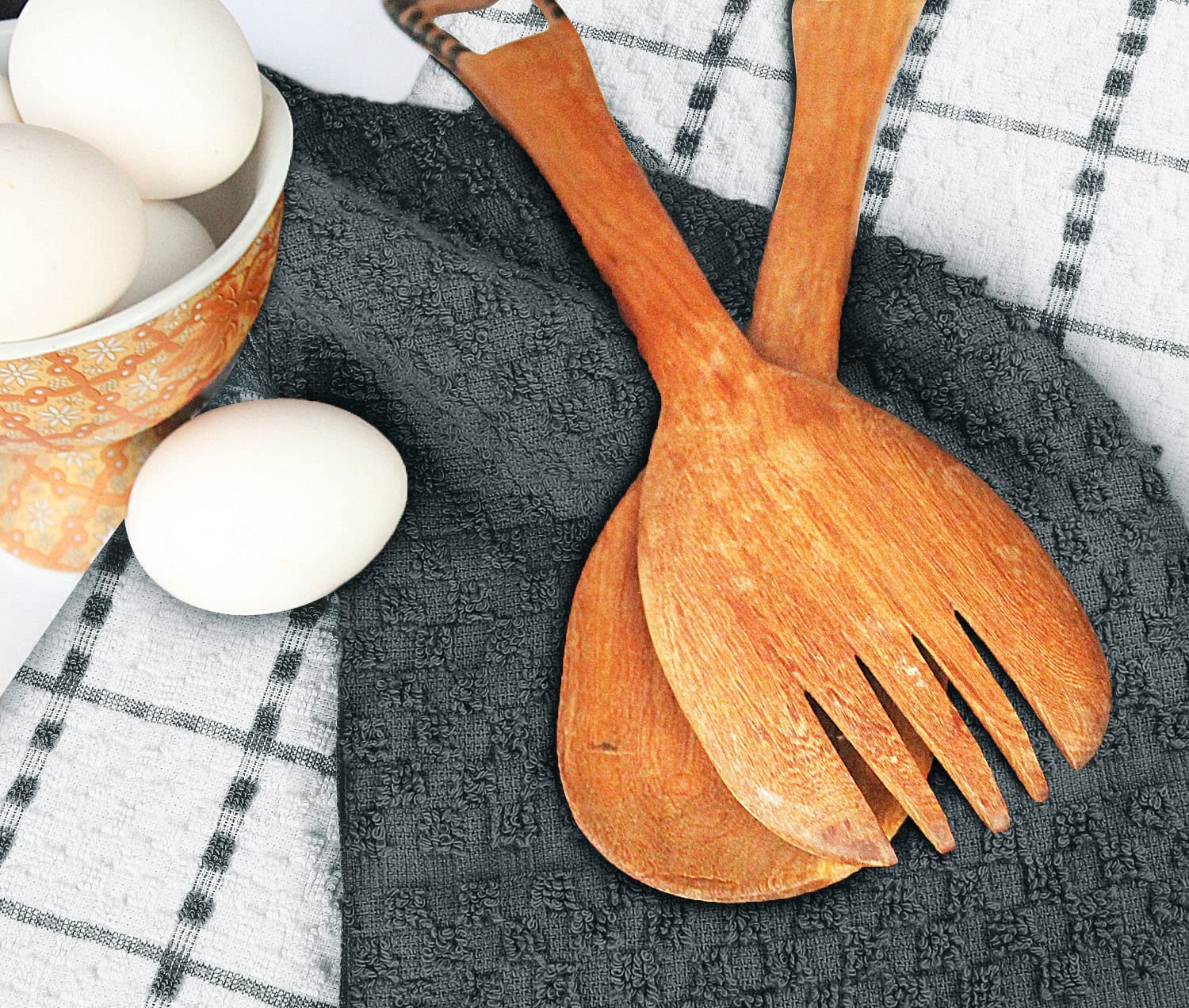 Toallas de cocina (paquete de 12), 15 x 25 pulgadas, 100 % algodón hilado en anillos, súper suaves y absorbentes, juego de toallas de cocina, paños de cocina y toallas de bar (negro)