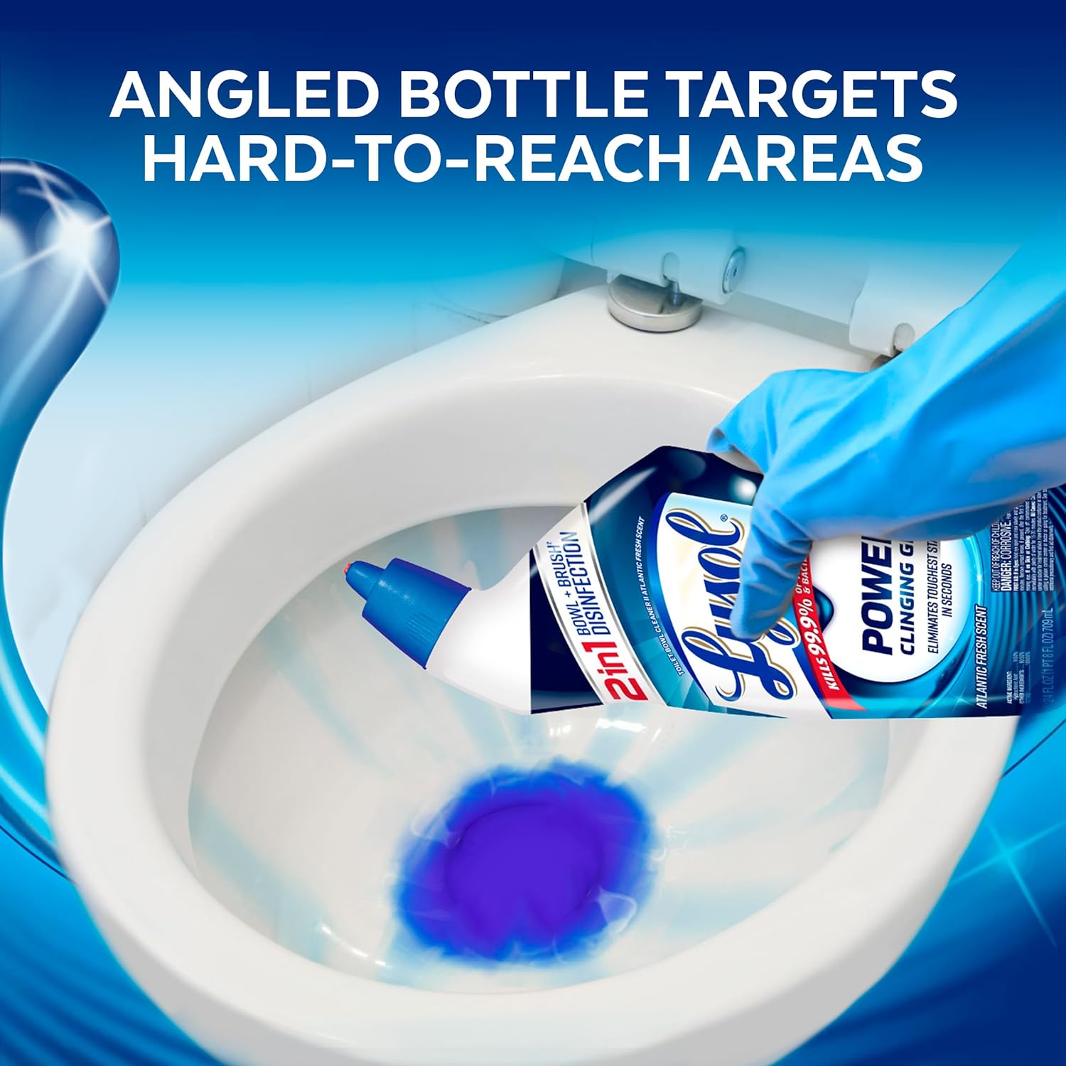 Gel limpiador para inodoros Lysol Power, para limpieza, desinfección y eliminación de manchas, 24 oz, 9 unidades (el empaque puede variar)