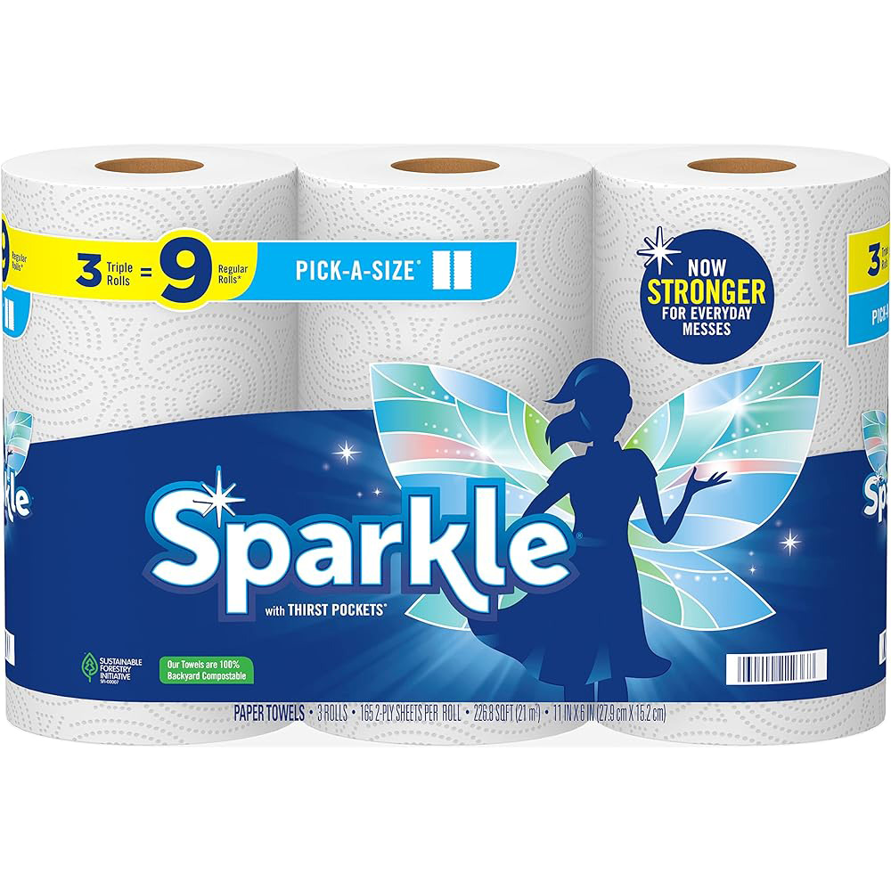 Toallas de papel Sparkle® Pick-A-Size®, 6 rollos dobles = 12 rollos regulares