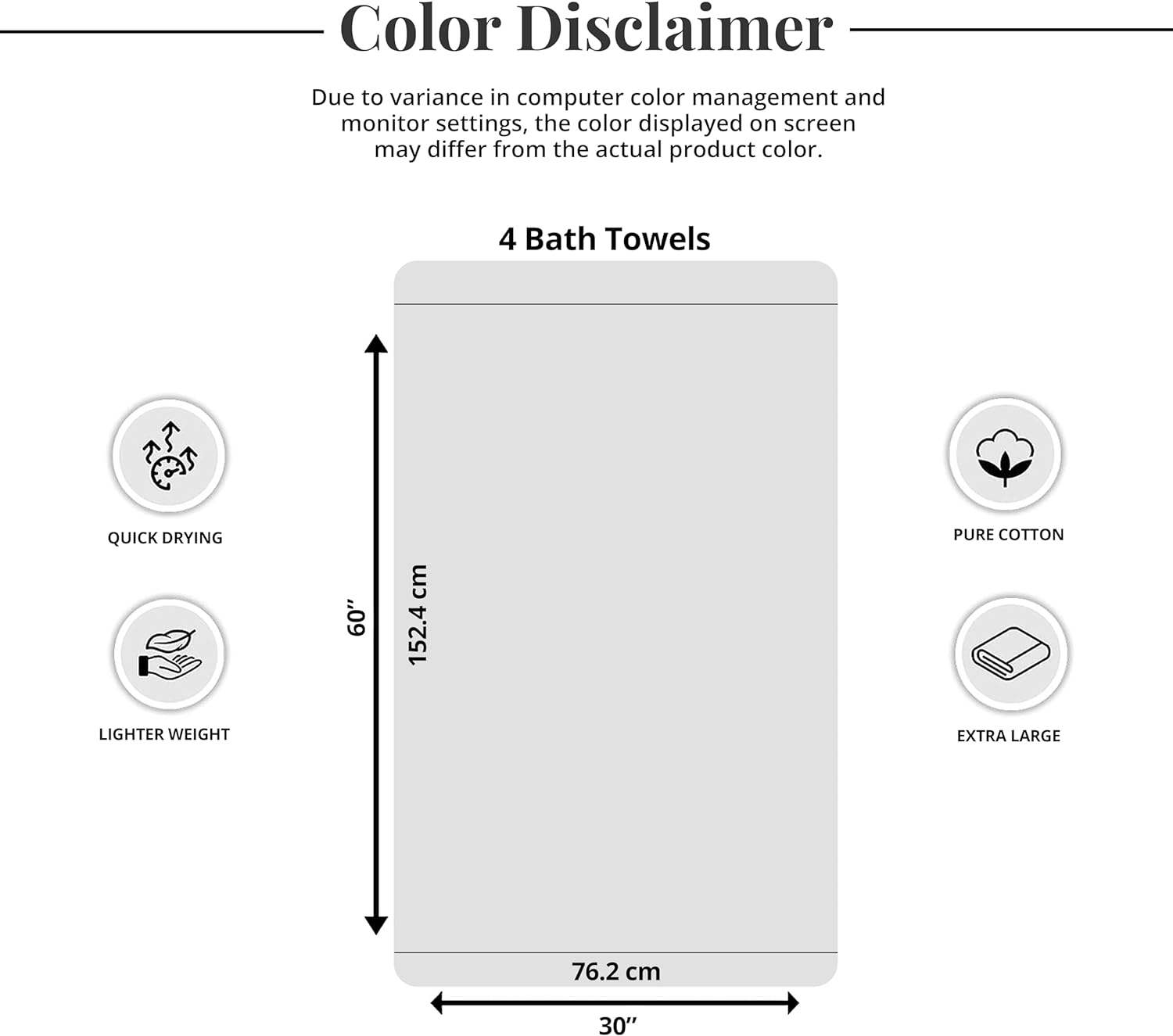 Toallas de baño extragrandes Tens Towels de 76 x 152 cm, 100 % algodón, más grandes y ligeras, de secado rápido, ligeras, súper suaves y absorbentes, perfectas para el baño.