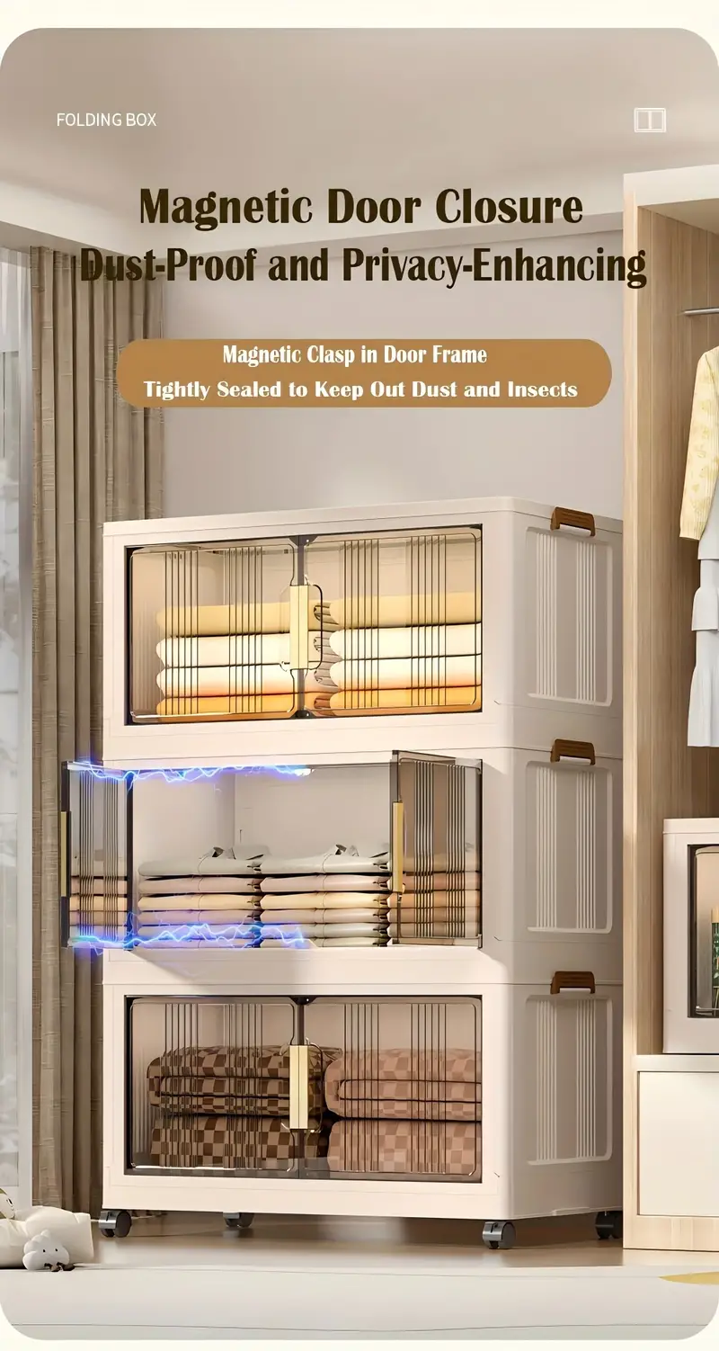 5 Contenedores de almacenamiento de plástico de 5 niveles con tapas - Gabinete de almacenamiento extragrande de 29.2 de ancho, contenedores apilables plegables con ruedas, sistema organizador plegable para armario, baño, hogar, oficina, dormitorio detalles 5