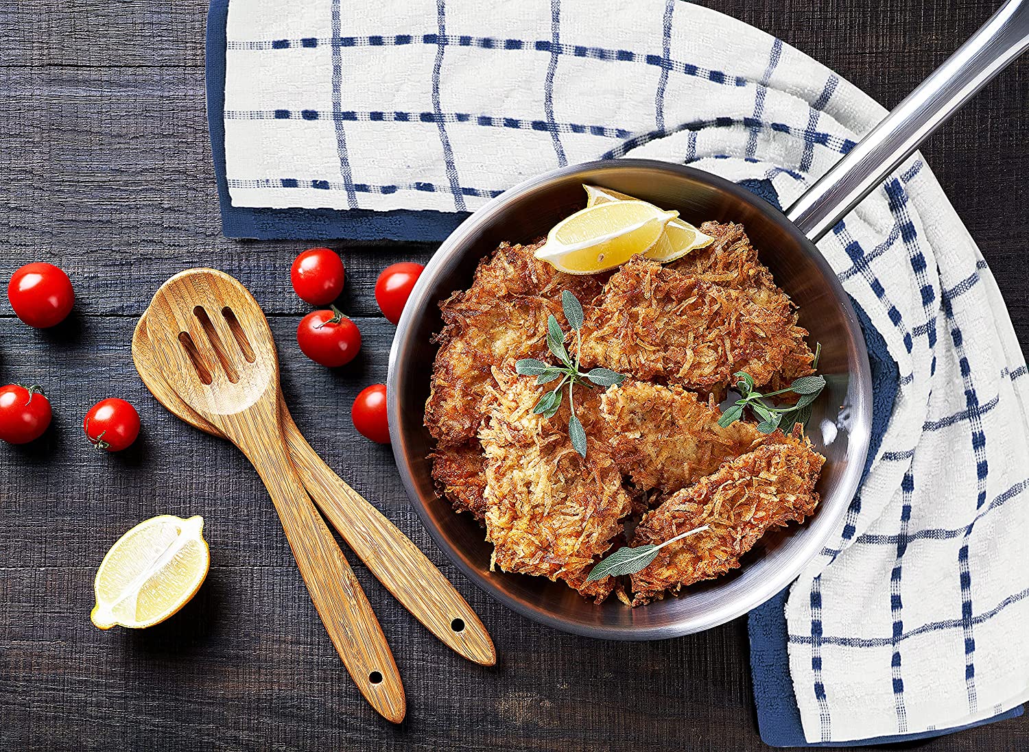 Toallas de cocina (paquete de 12), 15 x 25 pulgadas, 100 % algodón hilado en anillos, súper suaves y absorbentes, juego de toallas de cocina, paños de cocina y toallas de bar (negro)