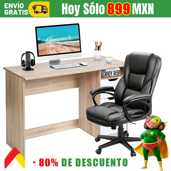 Silla Ejecutiva Ergo + Mesa de Estudio de Escritura Multipropósito para Computadora
