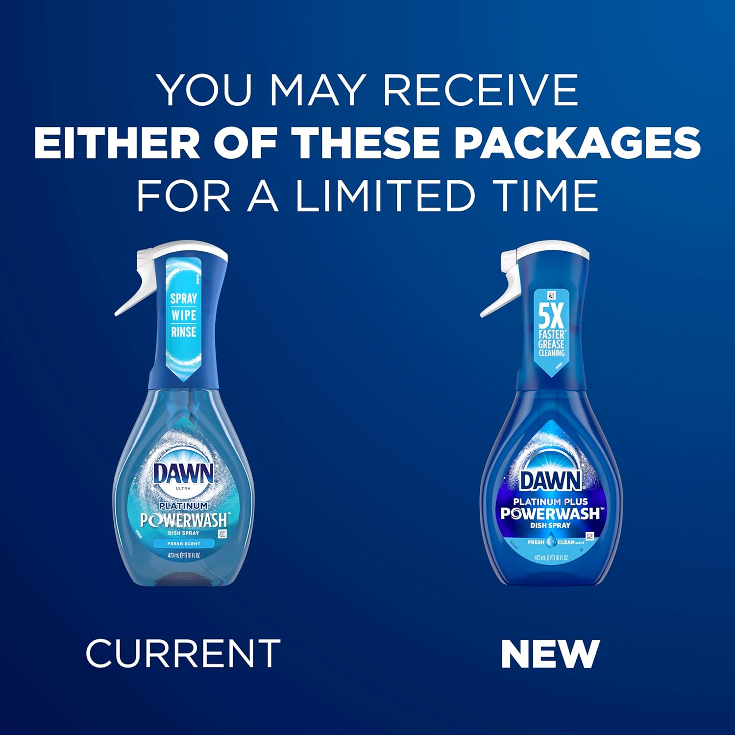 Aerosol lavavajillas Dawn Platinum Powerwash, jabón lavavajillas, aroma fresco, paquete de 1 pulverización (16 oz) + 3 repuestos (16 oz cada uno)