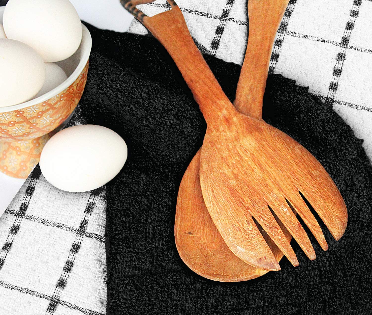 Toallas de cocina (paquete de 12), 15 x 25 pulgadas, 100 % algodón hilado en anillos, súper suaves y absorbentes, juego de toallas de cocina, paños de cocina y toallas de bar (negro)