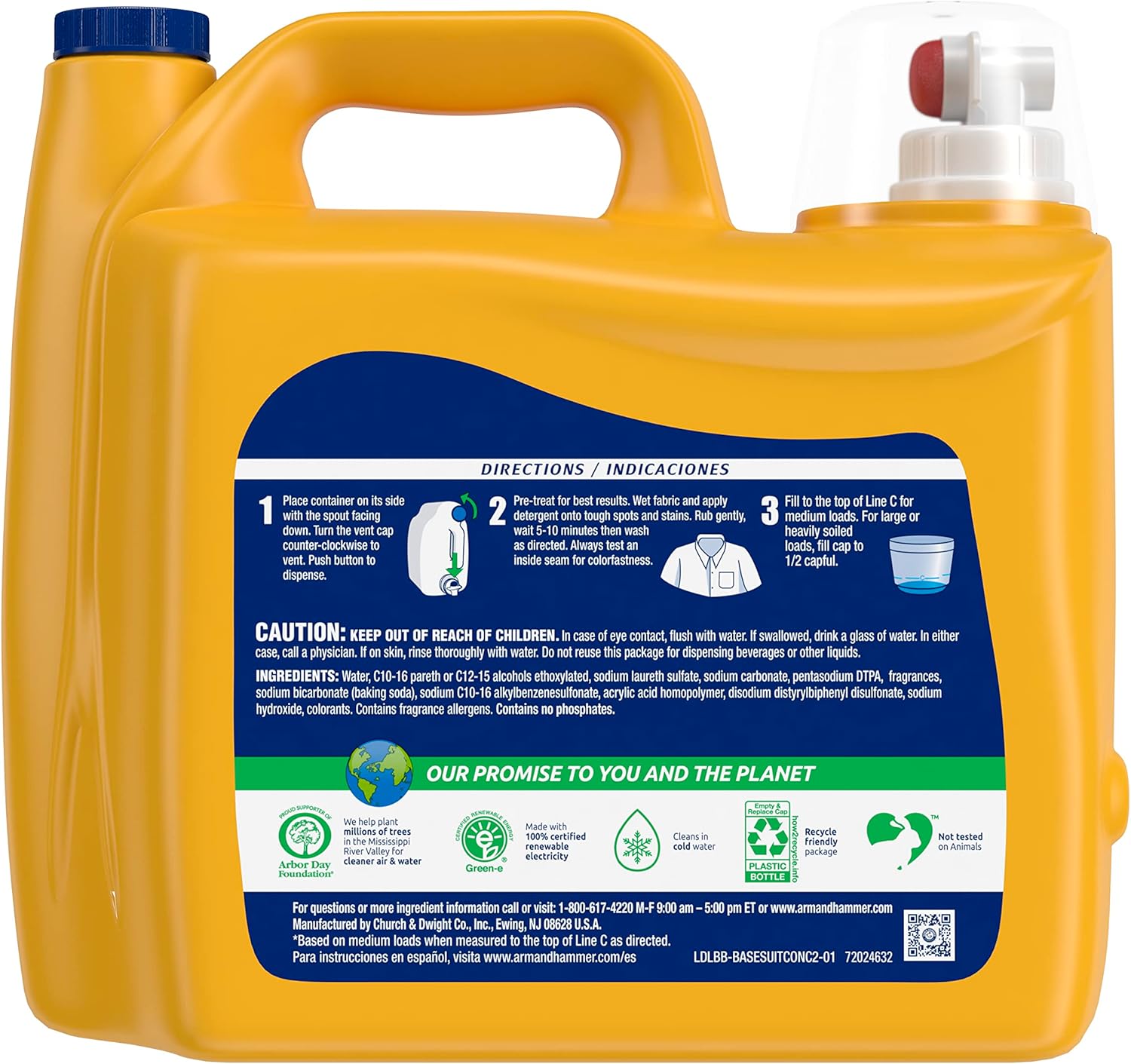 Detergente líquido para ropa Arm & Hammer Clean Burst, 170 cargas, 170 onzas líquidas