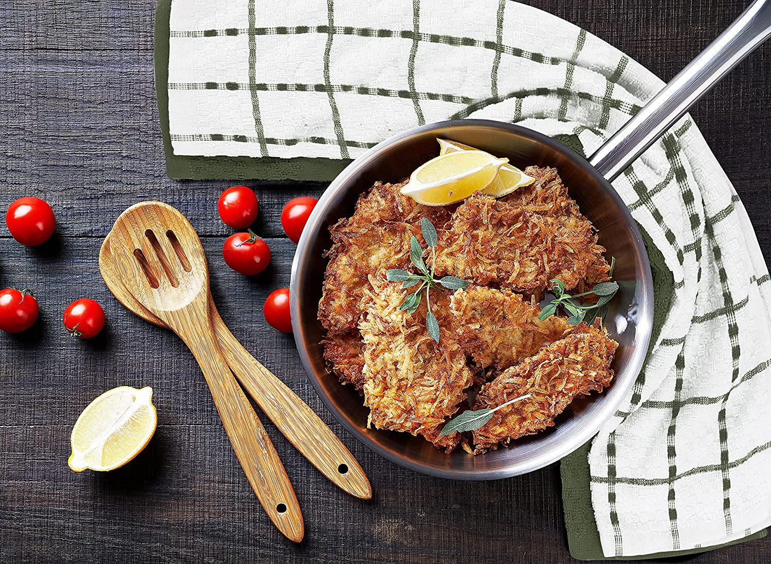 Toallas de cocina (paquete de 12), 15 x 25 pulgadas, 100 % algodón hilado en anillos, súper suaves y absorbentes, juego de toallas de cocina, paños de cocina y toallas de bar (negro)