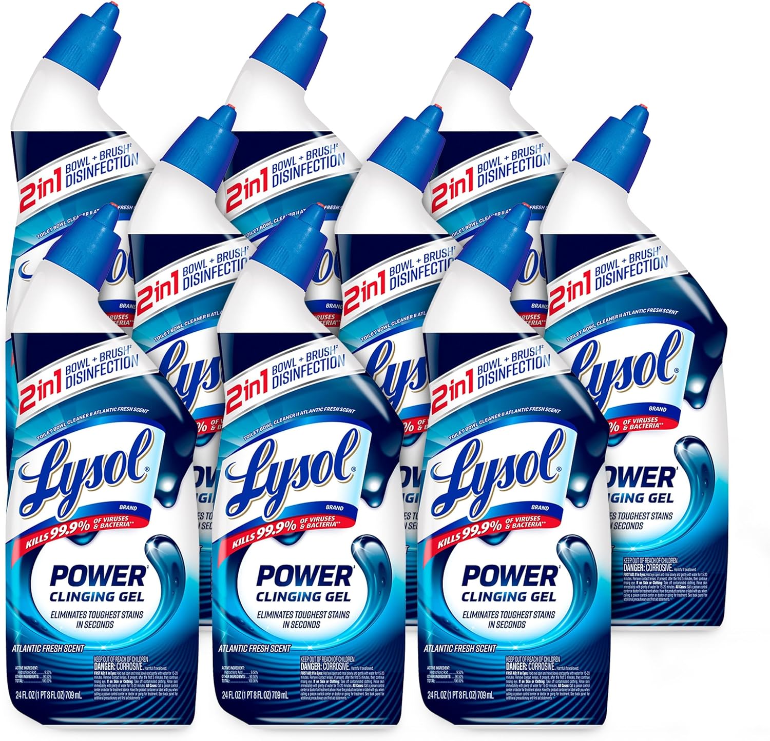 Gel limpiador para inodoros Lysol Power, para limpieza, desinfección y eliminación de manchas, 24 oz, 9 unidades (el empaque puede variar)