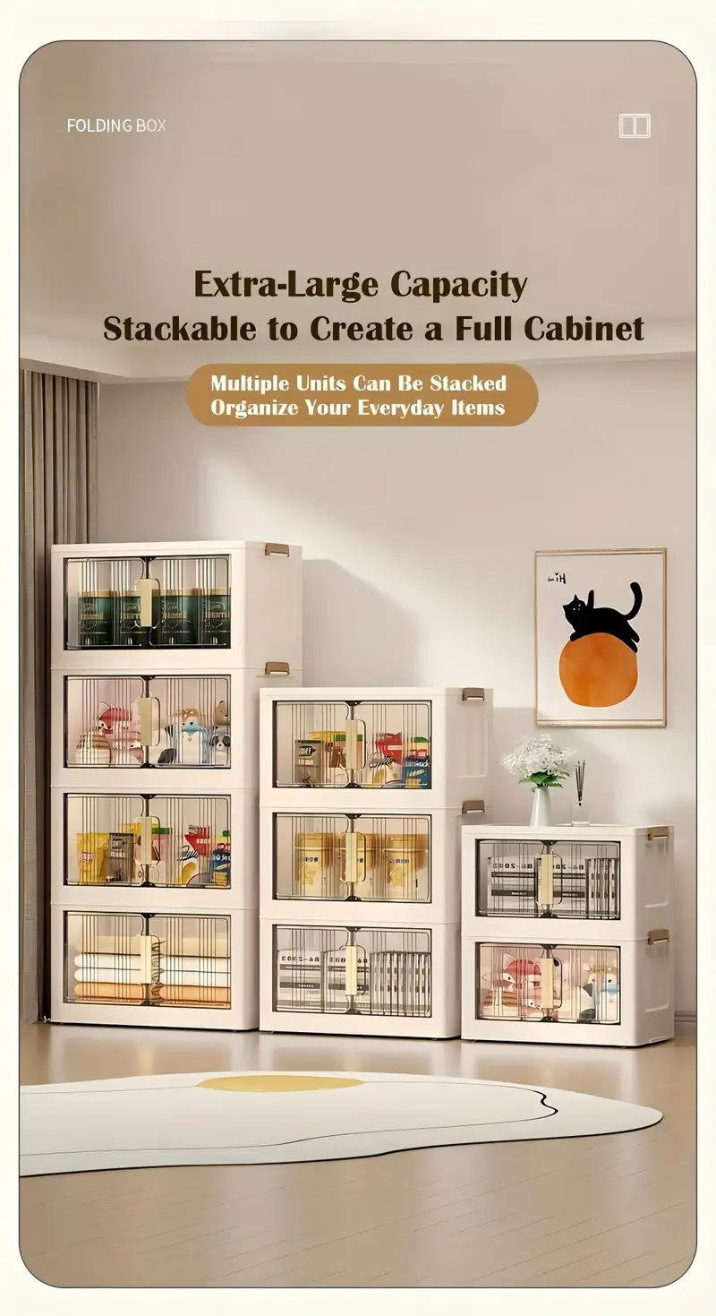 5 Contenedores de almacenamiento de plástico de 5 niveles con tapas - Gabinete de almacenamiento extragrande de 29.2 de ancho, contenedores apilables plegables con ruedas, sistema organizador plegable para armario, baño, hogar, oficina, dormitorio detalles 8
