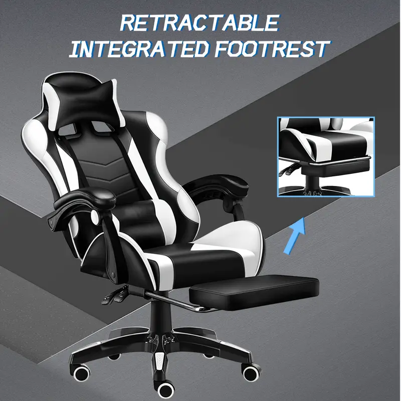 Silla de juego Black-Pink, Black-White, Black-Gray, Black-Red, silla de juego para adultos, silla de ordenador ergonómica para adolescentes, silla de   de carreras con soporte lumbar. detalles 1