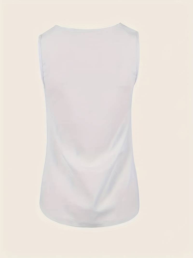 Set de dos piezas combinables de color liso, camiseta sin mangas casual y conjuntos de panta