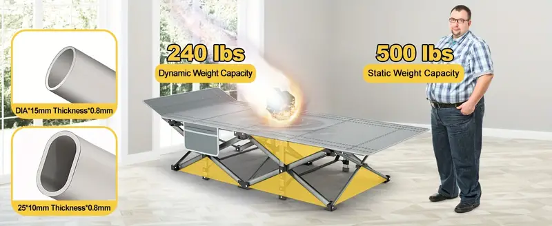 Cama plegable para acampar con colchón, catres para dormir para adultos, cama portátil para acampar con bolsa de transporte, gris de alta resistencia detalles 2