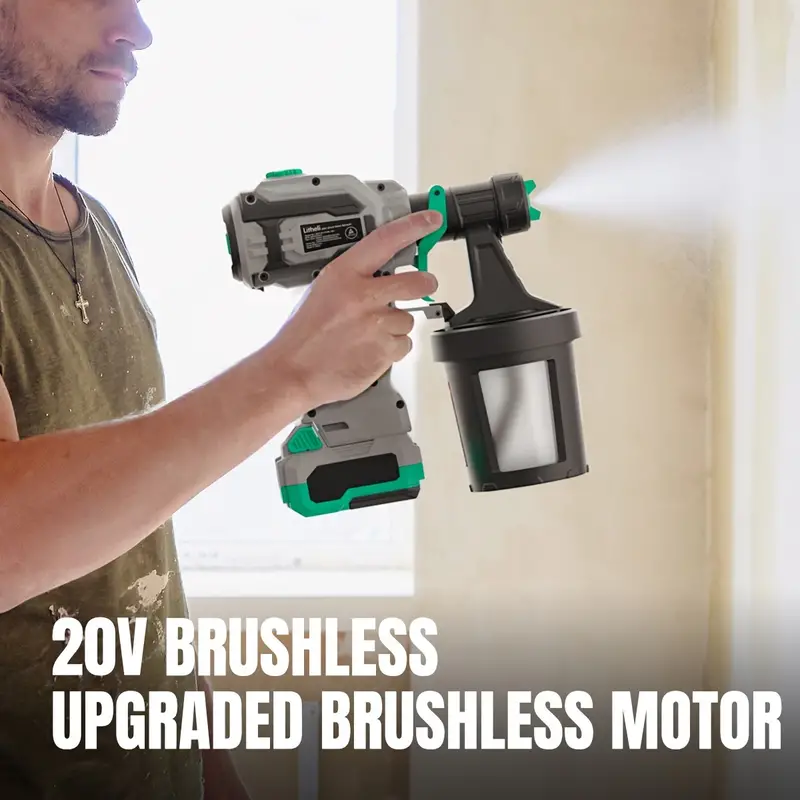20v paint sprayer with brushless motor airless paint sprayer paint sprayer for house painting cordless paint sprayer spray paint gun with 4 0 ah battery charger 4 nozzles 800ml container for home interior exterior car deck fence furniture details 0