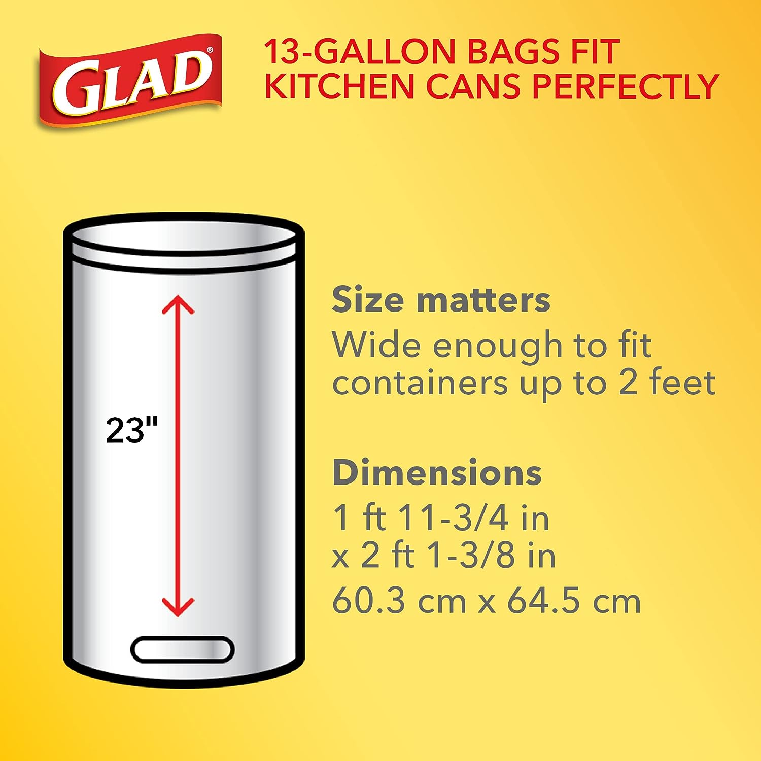Glad Protection Series Force Flex - Protector de olores con cordón Gain Original, 13 galones, 1/110 unidades