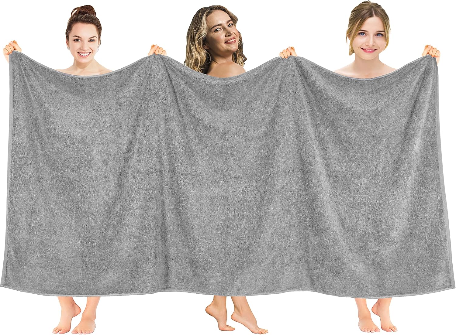 Juego de toallas de lujo American Soft Linen de 6 piezas: 2 toallas de baño, 2 toallas de mano y 2 toallitas, 100 % algodón turco, color gris claro.