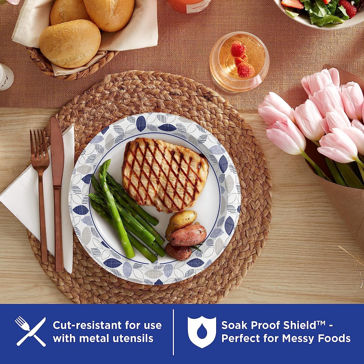 Platos de papel Dixie Ultra, 25,4 cm, tamaño cena, desechables, 172 unidades (4 paquetes de 43 platos). El empaque y el diseño pueden variar.