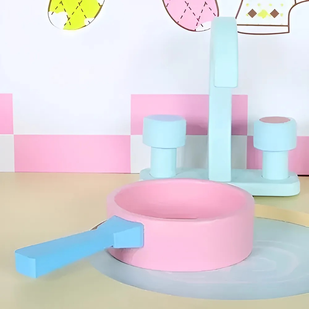 Cocina de Madera Fantastic Toys color rosa con horno refrigerador sonido y accesorios