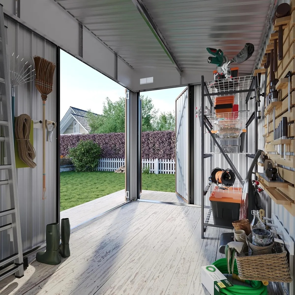 Cobertizo, C/triple Puerta, 7.3x5.3 Pies, Aoxun As Described