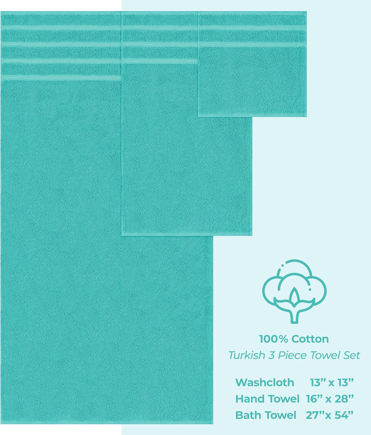 Juego de toallas de lujo American Soft Linen de 6 piezas: 2 toallas de baño, 2 toallas de mano y 2 toallitas, 100 % algodón turco, color gris claro.