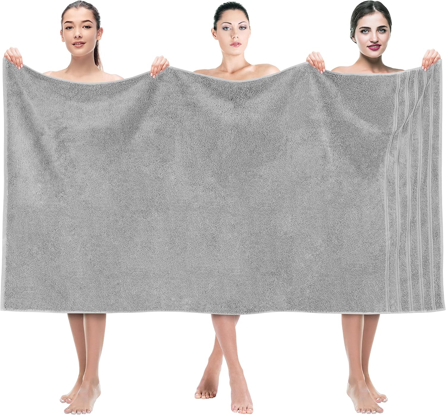 Juego de toallas de lujo American Soft Linen de 6 piezas: 2 toallas de baño, 2 toallas de mano y 2 toallitas, 100 % algodón turco, color gris claro.