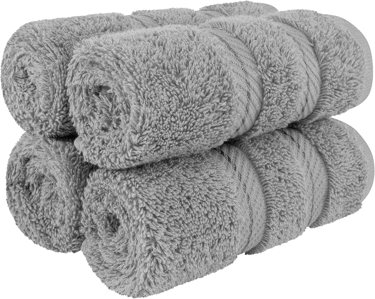 Juego de toallas de lujo American Soft Linen de 6 piezas: 2 toallas de baño, 2 toallas de mano y 2 toallitas, 100 % algodón turco, color gris claro.