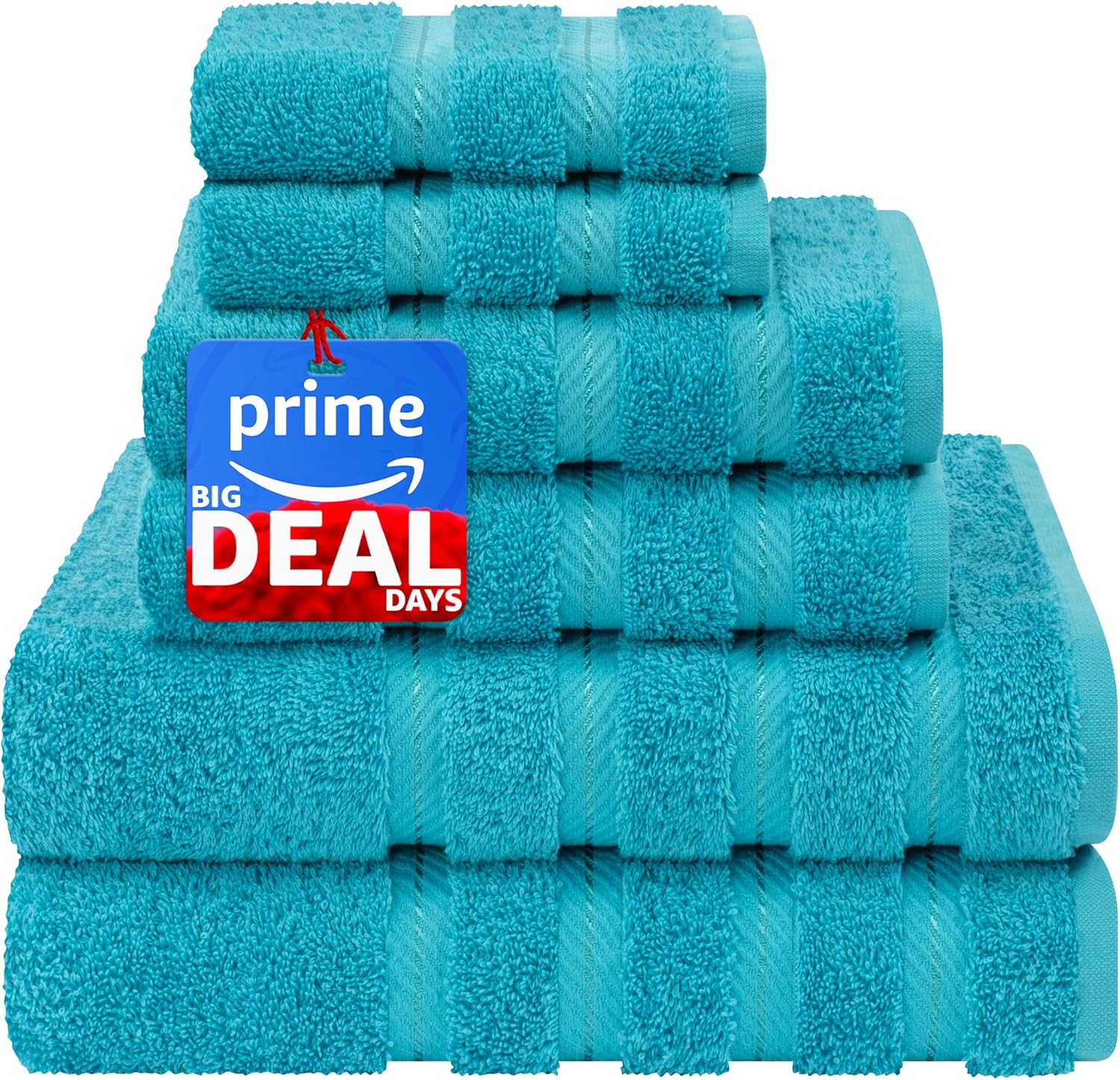 Juego de toallas de lujo American Soft Linen de 6 piezas: 2 toallas de baño, 2 toallas de mano y 2 toallitas, 100 % algodón turco, color gris claro.