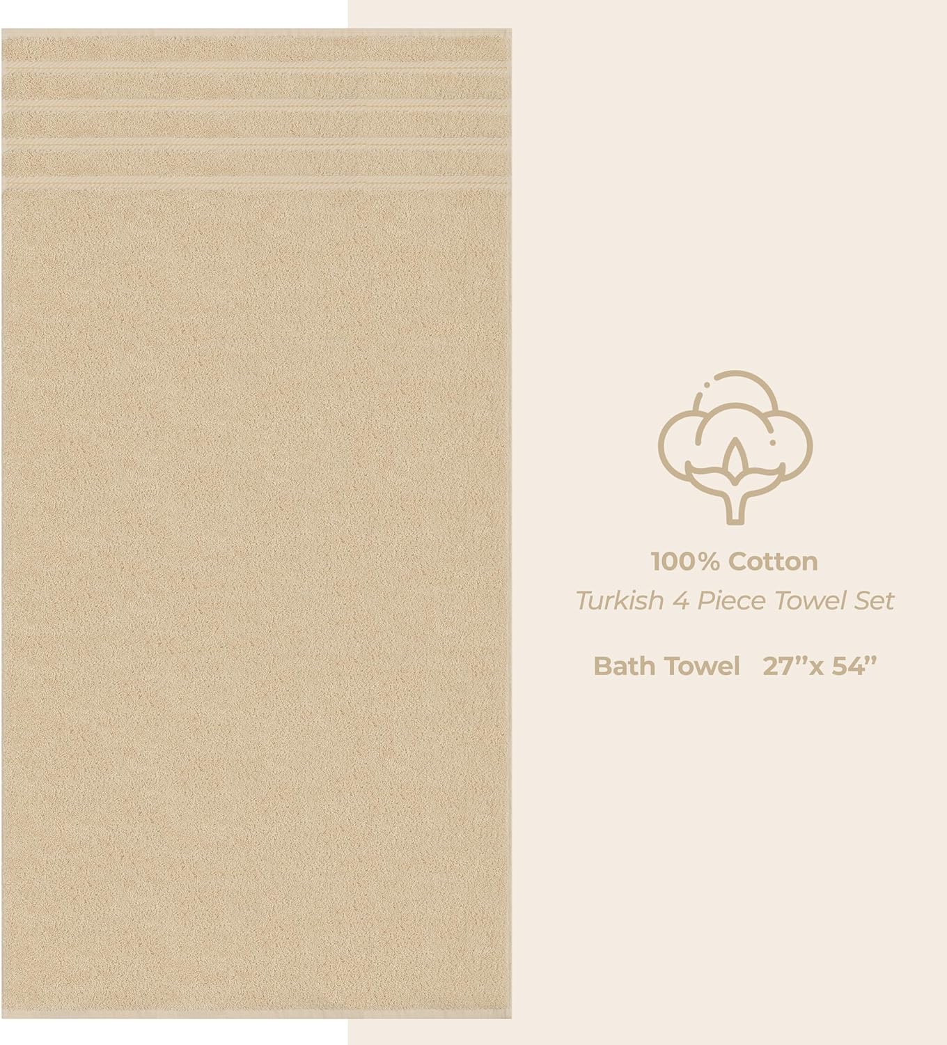 Juego de toallas de lujo American Soft Linen de 6 piezas: 2 toallas de baño, 2 toallas de mano y 2 toallitas, 100 % algodón turco, color gris claro.