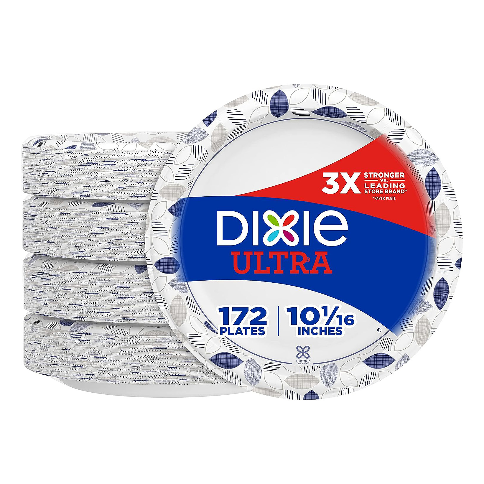 Platos de papel Dixie Ultra, 25,4 cm, tamaño cena, desechables, 172 unidades (4 paquetes de 43 platos). El empaque y el diseño pueden variar.
