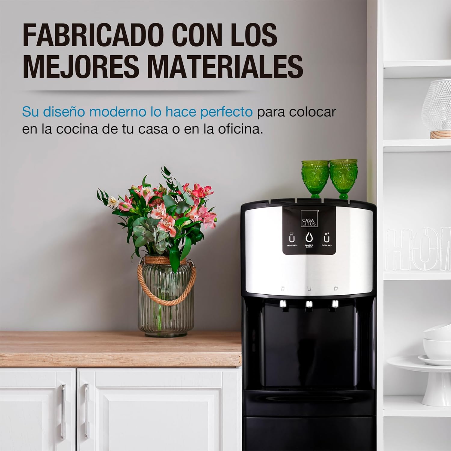 CASA LITUS Dispensador de Agua de Garrafón Oculto, Despachador Eléctrico de Agua Caliente y Fría Compatible con Garrafones de 20 y 11 Litros, 3 Temperaturas: Agua Hirviendo, Helada o Templada