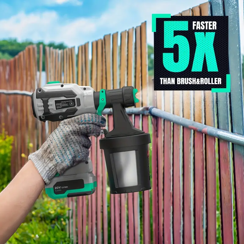 20v paint sprayer with brushless motor airless paint sprayer paint sprayer for house painting cordless paint sprayer spray paint gun with 4 0 ah battery charger 4 nozzles 800ml container for home interior exterior car deck fence furniture details 2