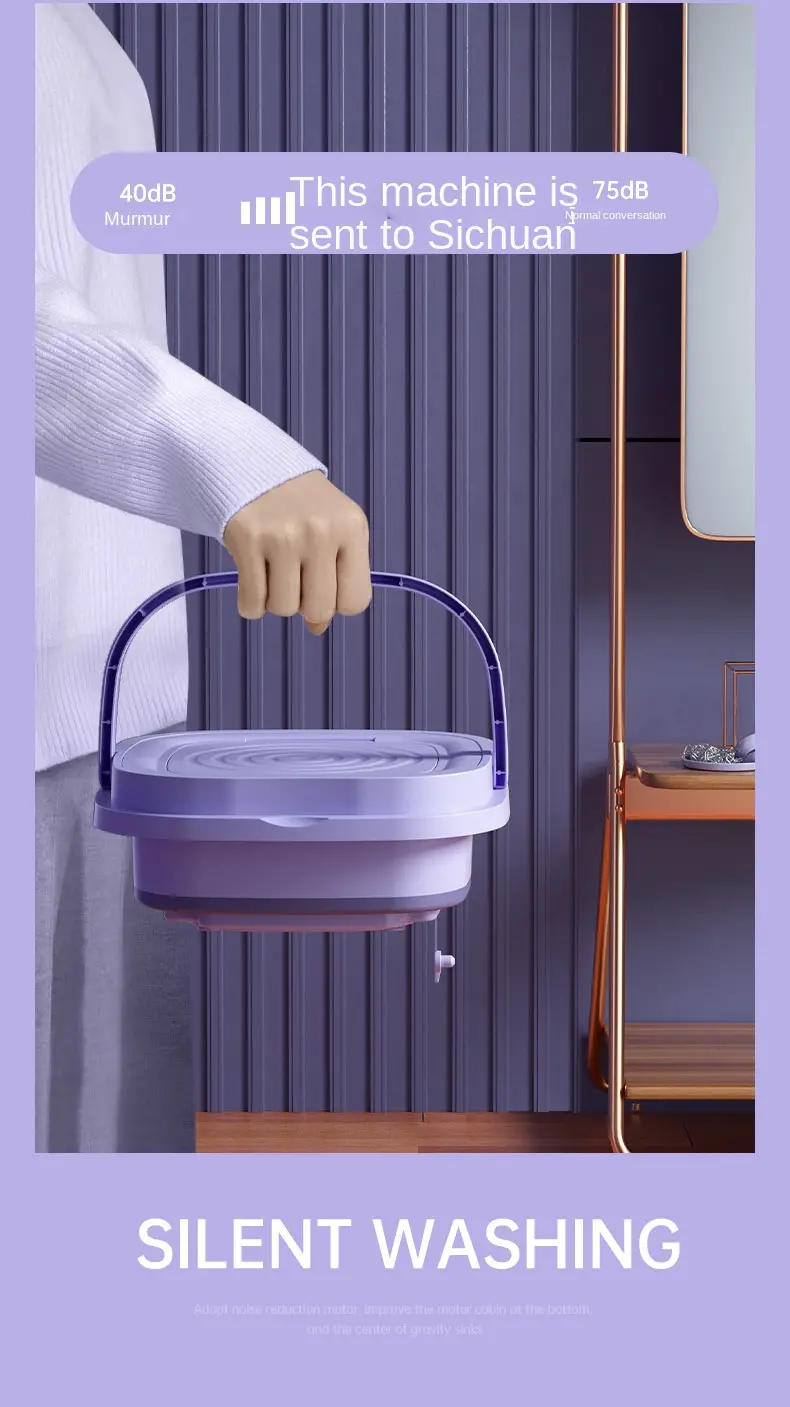 Mini lavadora plegable portátil de alta capacidad de 8 l con 3 modos de limpieza profunda Lavado semiautomático Secado suave por centrifugado para viajes en vehículos recreativos, campamentos detalles 15