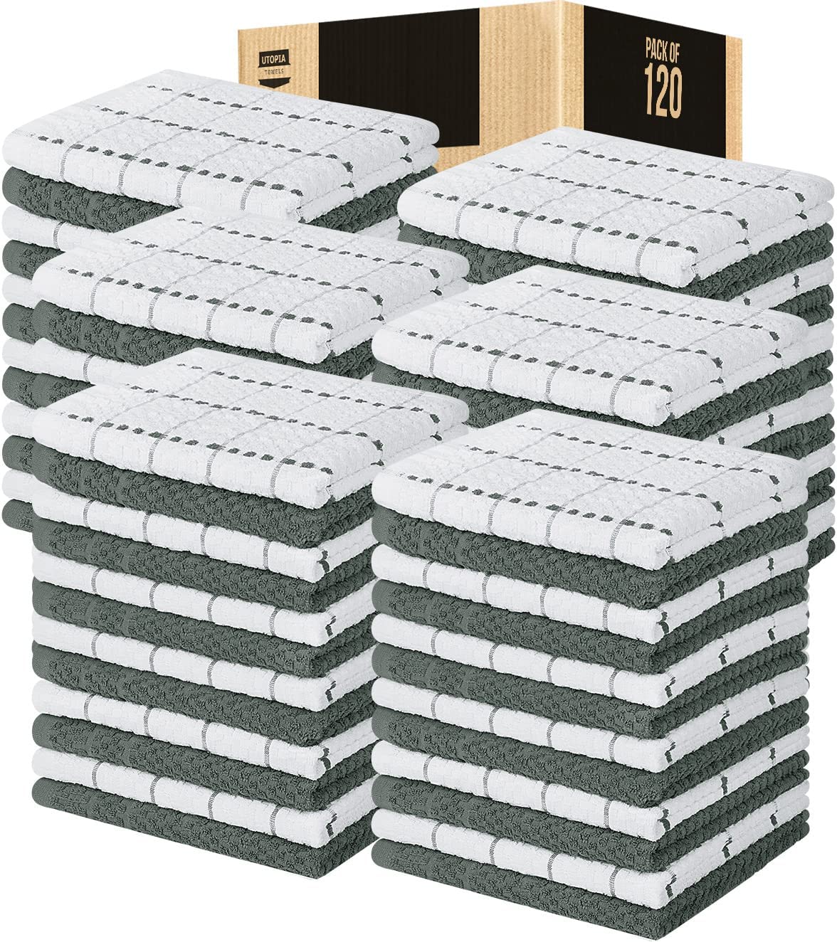 Toallas de cocina (paquete de 12), 15 x 25 pulgadas, 100 % algodón hilado en anillos, súper suaves y absorbentes, juego de toallas de cocina, paños de cocina y toallas de bar (negro)