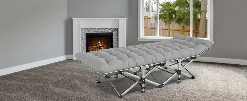 Cama plegable para acampar con colchón, catres para dormir para adultos, cama portátil para acampar con bolsa de transporte, gris de alta resistencia detalles 5