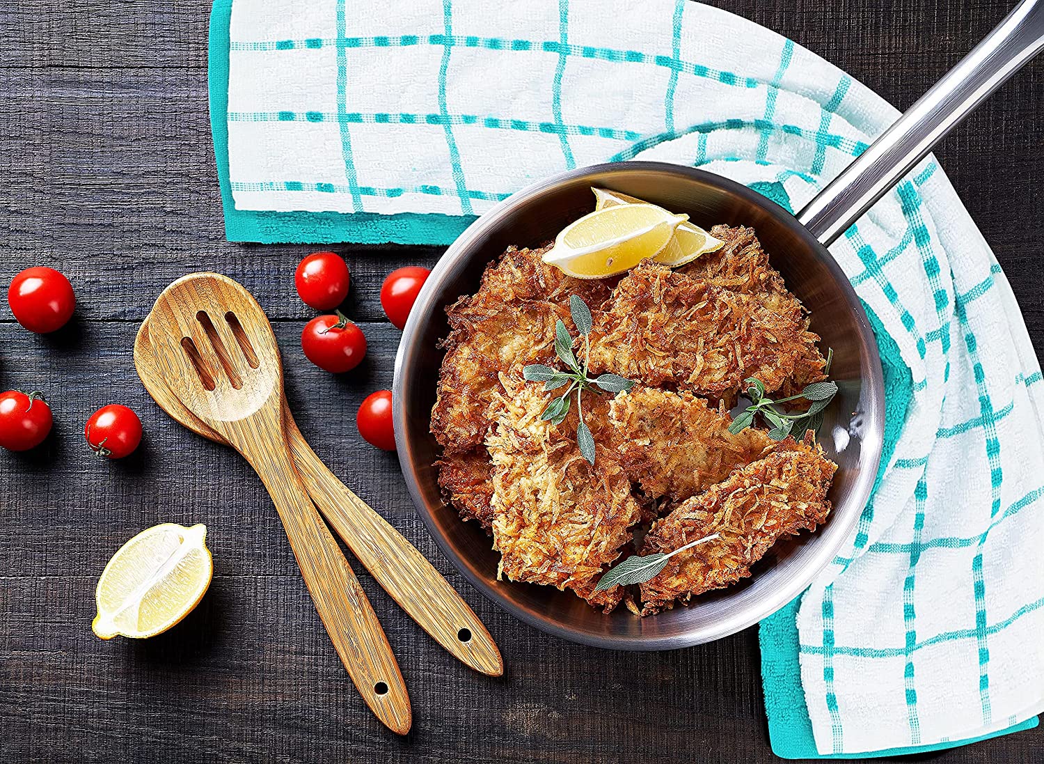 Toallas de cocina (paquete de 12), 15 x 25 pulgadas, 100 % algodón hilado en anillos, súper suaves y absorbentes, juego de toallas de cocina, paños de cocina y toallas de bar (negro)