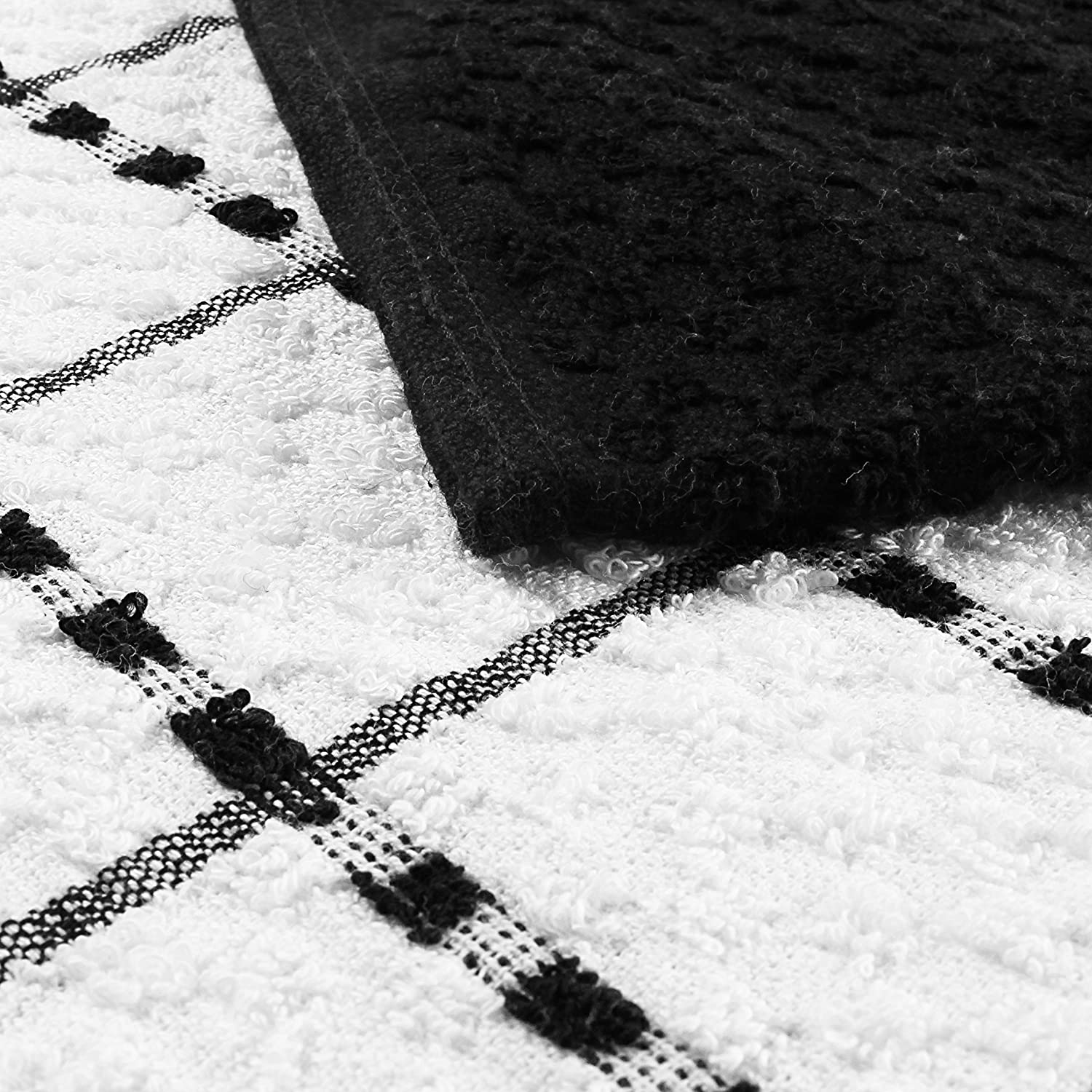 Toallas de cocina (paquete de 12), 15 x 25 pulgadas, 100 % algodón hilado en anillos, súper suaves y absorbentes, juego de toallas de cocina, paños de cocina y toallas de bar (negro)