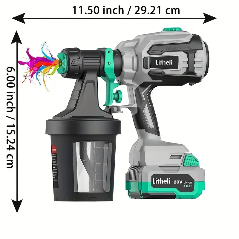 20v paint sprayer with brushless motor airless paint sprayer paint sprayer for house painting cordless paint sprayer spray paint gun with 4 0 ah battery charger 4 nozzles 800ml container for home interior exterior car deck fence furniture details 5