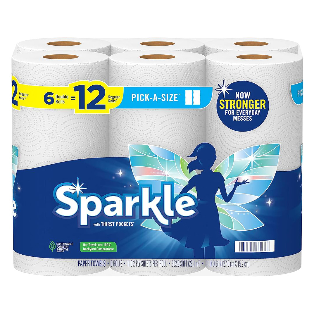 Toallas de papel Sparkle® Pick-A-Size®, 6 rollos dobles = 12 rollos regulares