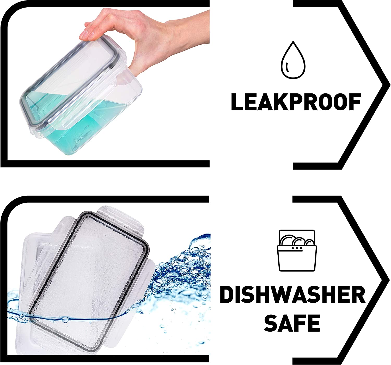 Juego de 50 recipientes para almacenar alimentos con tapas, de plástico hermético y sin BPA, para organizar la cocina, preparar comidas y llevar el almuerzo (incluye etiquetas y bolígrafo).